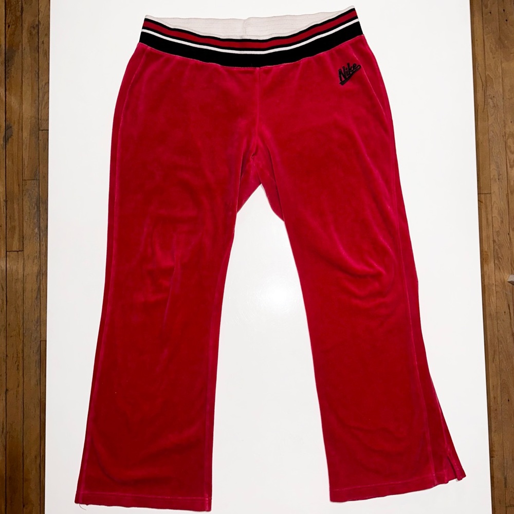 Vintage Y2K velour cozy Nike wide leg track pants with wide elastic waistband
